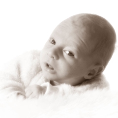 Niestadt-Fotografie-Schoonhoven-Newborn-shoot-baby-op-schapenvacht-in-sepia